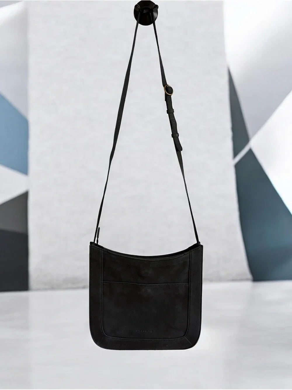 Lucky Brand Dark Charcoal Gray Leather Crossbody Bag